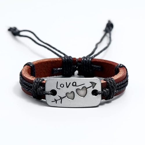 Nat Meya Leather Wrap Bracelet Bohemia Vintage Handmade Adjustable Bracelet With Pendant Retro Wrist Band Hand Chain Jewelry Valentine's Day Gifts For Women Men - Black #TOP2