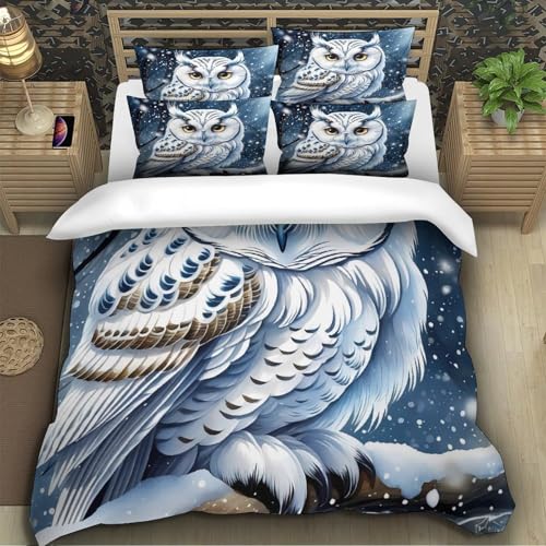 Housse de couette hibou des neiges douce et résistante avec zip - 5