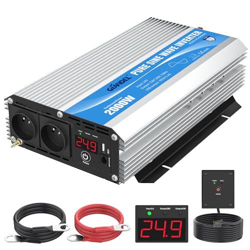 Onduleur 24V 220V pur sinus 2000W GIANDEL, le confort de la maison en camping-car et road-trip