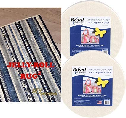 Jelly Roll Rug 2 Squared Kit Bundle, Including Pattern and Two (2) Rolls of Bosal Katahdin Batting On-A-Roll