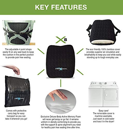 Original Coccyx Orthopedic Memory Foam Seat Cushion with 100% Memory Foam Lumbar Cushion - Thumbnail 2