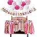 Produktbild ZNZ Geburtstagsdeko für Mädchen, Baby 1. Geburtstag Party Dekorationen Hochstuhl Banner, Pink Papier Pompons Set, Baby-Fotobanner mit 1-12 Monate Wachstumsrekord, Party Foto Wanddekoration (Pink02)