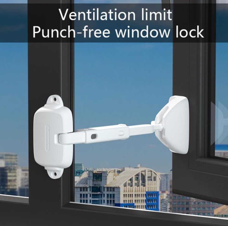 Luminexia Restrictor Ventana de Seguridad,Cerradura de Ventana Segura para niños,Tope de Ventana,fácil de Instalar,con Adhesivo 3M VHB,no se requieren Tornillos ni Perforaciones