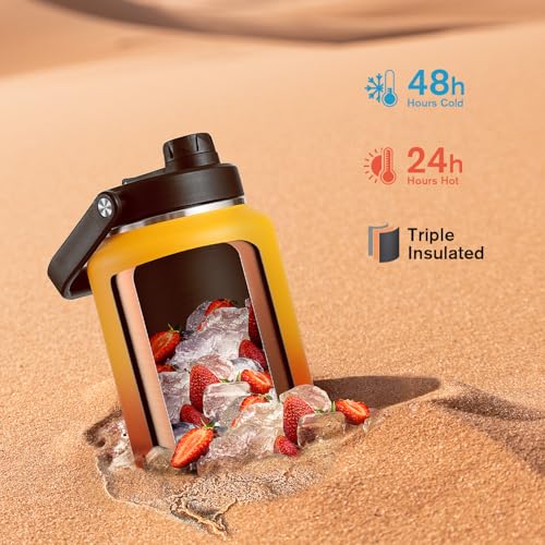 Image of Coolflask Titan Gallon Water Bottle Insulated with Large Handle Spout Lid