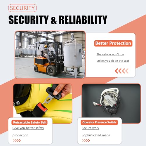 Image of Universal Tractor Seat, Zero Turn Mower Seat with Adjustable Safety Belt Armrest Backrest Micro Switch for John Deere ZTR Forklift Skid Steer Loader Telehandler Dozer Excavator