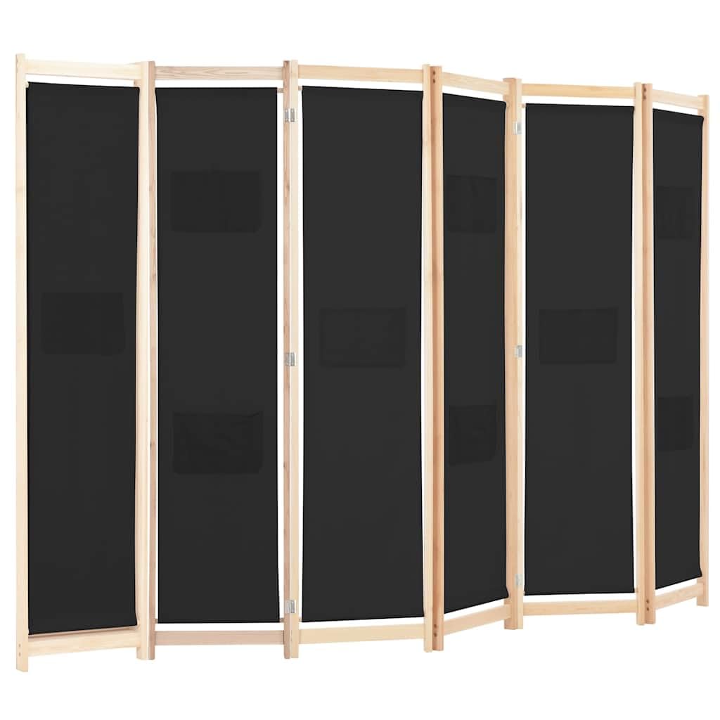 6-panelowy parawan 240x170x4 cm materiał czarny