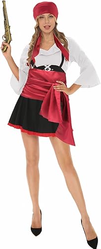 Miniatura 4 de Ibeauti Disfraz de pirata, bandana, bufanda, parche para ojos, aretes de Halloween, disfraz de pirata, conjunto de accesorios para hombres y mujeres