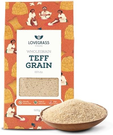 Lovegrass Ethiopia Habesha White Teff Grain 500g | Gluten Free | Vegan, High Protein, Vitamins & Minerals | Great for Baking or as a Rice, Couscous or Quinoa Substitute