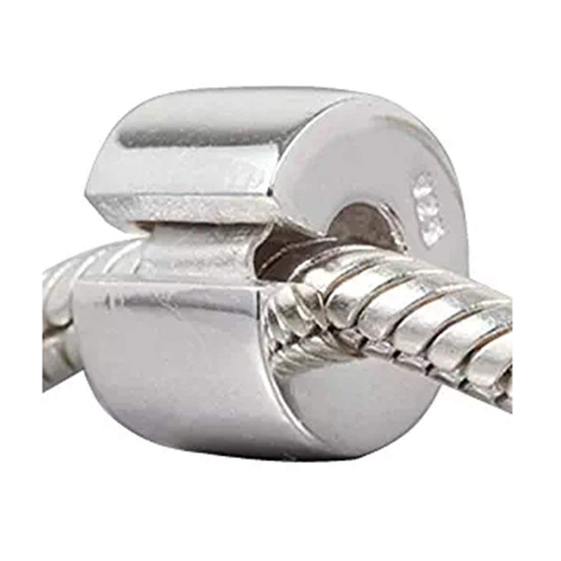 Lamoony CharmClip Charm 925 Sterling Silver Lock Stopper Bead Spacer Charms for Pandora Charms Bracelet (G)