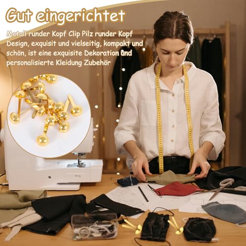 300 Stück Musterbeutelklammern Goldene, Metallklammern für Scrapbooking, Rundkopf, Metall Rundkopfklammern Scrapbooking, Mini Runde Brads, Bastelzubehör für Heimwerker