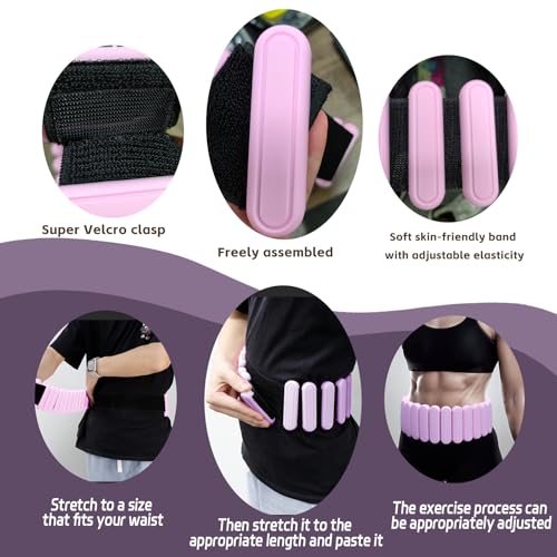 Silicone Adjustable Weighted Belt for Women & Men – DIY Weighted Walking & Exercise Belt with Removable Weights – Gym, Strength Training, Yoga, Hiking – Free Weight Adjustment for Wrist & Ankle(Pink,4lb)