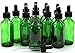 Premium Vials, 12, Green, 2 oz Boston Glass Bottles, with Glass Eye Droppers (12, 2 Ounce)