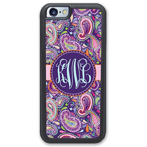Iphone 6 6S Case, Simply Customized Phone Case Compatible Iphone 6 6S [4.7 Inch] Purple Paisley Monogram Monogrammed Personalized Ip6S #TOP14