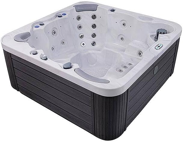 Bueno Spa Jersey 6 - Person 46 - Jet Acrylic Hot Tub with New Arctic Max Insulation, Ozonator, and Cover in Ice White