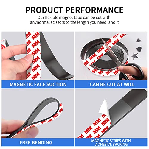 Raifenc Magnetic Tape, 15 Ft Magnetic Strip (1/2 Inch Wide X 15 Feet Long) With Strong Adhesive Backing. Great For Diy, Art Projects, Whiteboards And #TOP3