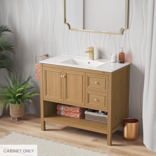 Image of Chateau 36 inch Bathroom Vanity in Natural Oak - Cabinet