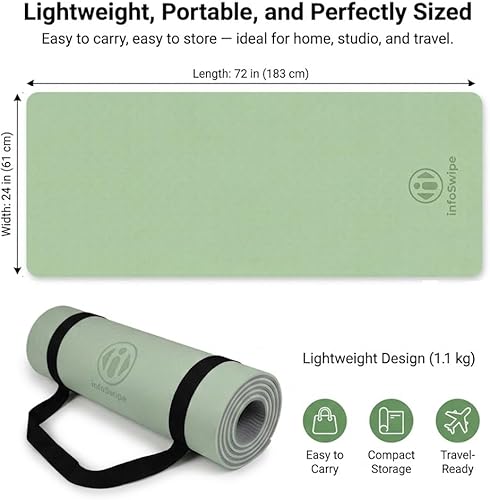 Miniatura 7 de Tapete de yoga TPE, ecológico, biodegradable de 0.236 pulgadas de grosor, antideslizante, para yoga, pilates, yoga caliente, fitness y ejercicio,