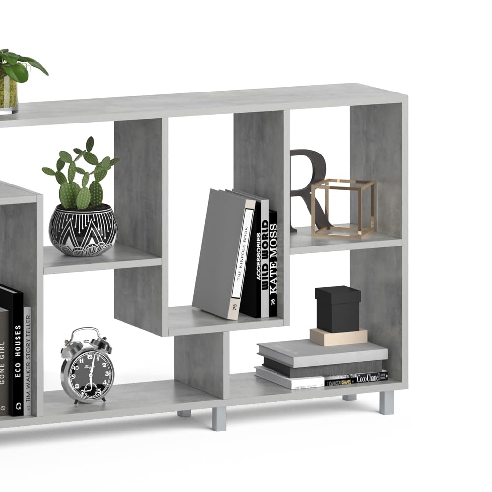Vicco Raumteiler Noa, Grau, 160.6 x 67.2 cm, geeignet als Raumteiler oder Bücherregal in Z-Form