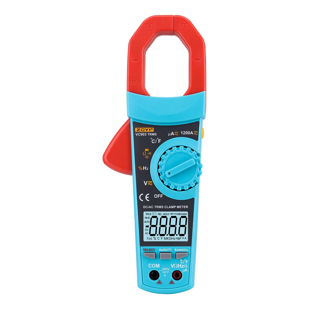 ZOYI VC903 Industrial Digital Clamp Meter, True-RMS 6,000 Counts, 1200A AC/DC, CAT IV 600V, up to 1000V DC, Auto/Manual Range - Image 4