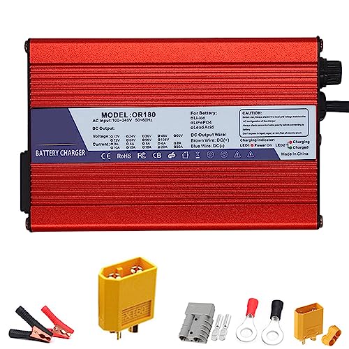 Dbtxwd Cargador de batería LiFePO4 de CA/CC 14.6V / 5/6 / 8 / 10A para Paquete de baterías Recargables de fosfato de Hierro y Litio 4S 12V, Cargador de batería Inteligente,Xt60,5A