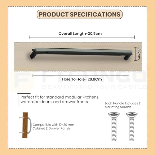Image of 12 Inch Premium Cabinet Handles Zinc Alloy Material, 1341 Graphite Grey with Black, Durable Drawer Pulls for Kitchen Cabinets, Cupboards, Wardrobes & Furniture Hardware - Pack of 8