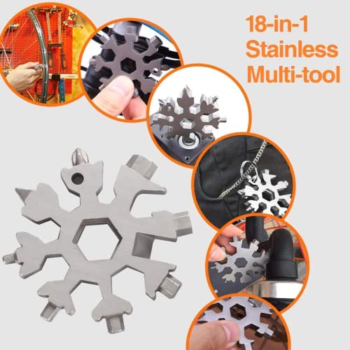 3Pcs Snowflake Multitool 18-In-1 Stainless Steel Keychain Multi Tool Bottle Opener Flat Phillips Screwdriver Wrench Kit For Outdoor Travel Camping Adventure Daily Tool (3Pcs) #TOP2