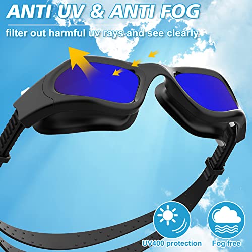 Hotsrace Swimming Goggles Full Black With Blue Lenses #TOP2