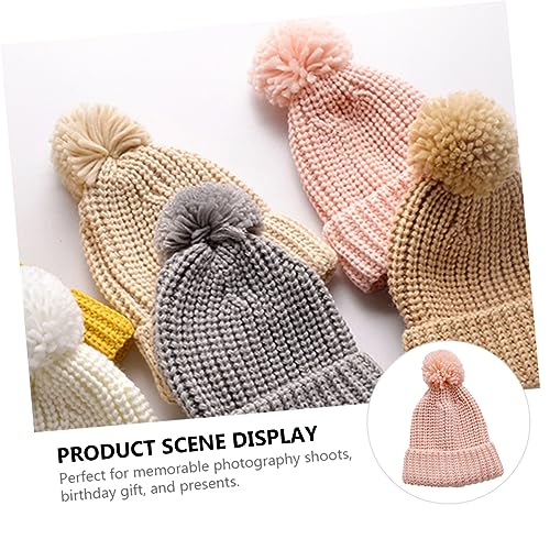 FRCOLOR Hand-Knitted Winter Hat for Boys Knitted Cap Warm Woolen Hat Boy Girl Windproof Casual Pink3