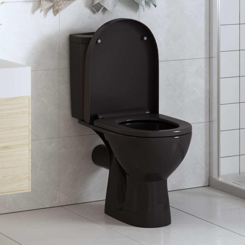 vidaXL Black Toilet Seat, Soft-Close and Quick-Release Design, Highly Durable Polypropylene Construction, Suitable for All Standard Toilet Bowls