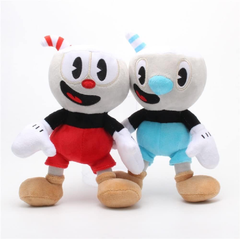 Cuphead Plush Mugman Game Doll Toys, 9.8 inch Adventure Mecup and Brocup Soft Stuffed Plushie for Kids Birthday Gift (Red+Blue) : Toys & Games