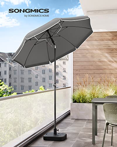 SONGMICS Sonnenschirm 160 cm, Sonnenschutz, UPF 50+, Strandschirm, beidseitig um 30° knickbar, höhenverstellbar, mit Tragetasche, für Balkon, Garten, Terrasse, Strand, ohne Ständer, grau GPU060G01