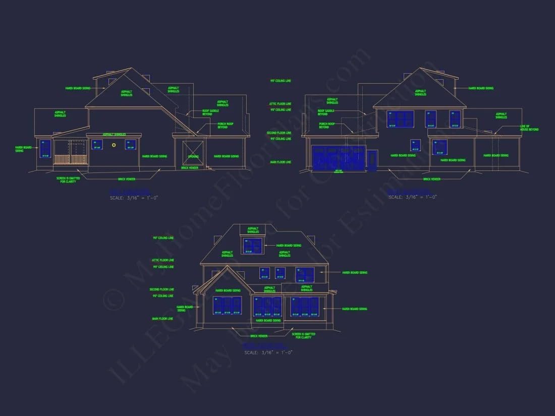 16-1572 HOUSE PLAN - Stylish Craftsman House Plan with Detailed Architectural Blueprint