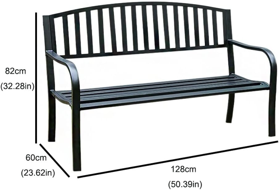 Patio Furniture Bench Outdoor Park Bench Community Plaza with Backrest Metal Leisure Bench for Terrace Courtyard Balcony Shopping Mall Outdoor Bench(B)