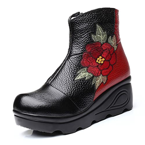 Chaussures pour femmes bottes hiver broderie cheville à plateforme robuste