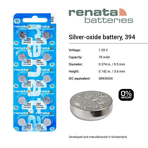 Renata 394 Sr936Sw Batteries - 1.55V Silver Oxide 394 Watch Battery (2 Count) #TOP1