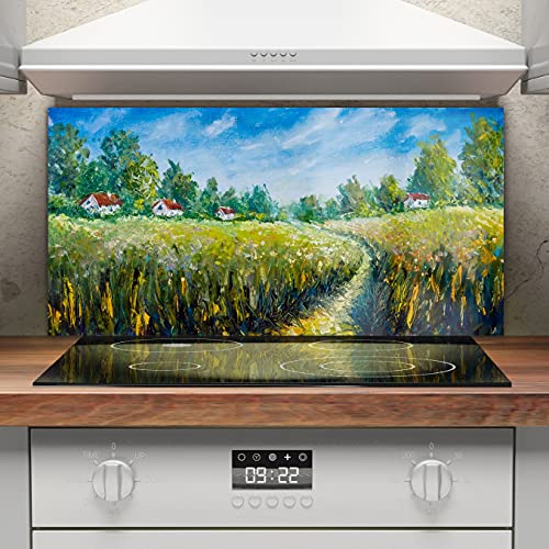 Crédence de cuisine paysage d'arbres pour protéger mur des graisses 100x50