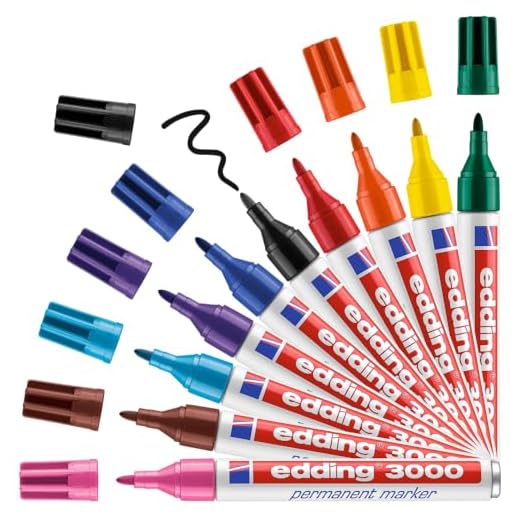 edding 3000 Permanentmarker - 10 Stifte in Stiftehalter - Rund-Spitze 1,5-3 mm - schnell trocknender Permanent Marker - wasserfest, wischfest - für Karton, Kunststoff, Holz, Metall - Universalmarker