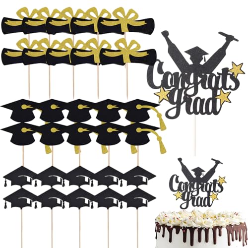 KAHZOR 31 pezzi topper glitterati per cupcake di laurea,classe 2025,gadget