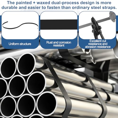 LEIFIDE 1/2" x 0.02" x 500' Steel Strapping Coil 1100 Lbs Break Strength Painted & Waxed Heavy-Duty Metal Banding Cut-Resistance Self-Dispensing Box for Pallet Brick Pipe Lumber Heavyweight Bundling by LEIFIDE - Used condition - Image 4