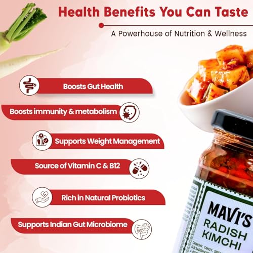 Image of MAVI's Radish Kimchi | Korean Kimchi | Artisanal Probiotic Pickle | 100% Natural, Organic & Vegan | No Preservatives, No Artificial Flavour or Colour | 500g | Pack of 2