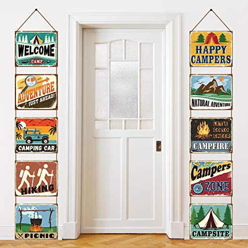 Boao 10 Pcs Camping Party Decorations, Welcome Happy Camper Porch Sign by Boao - Used condition - US$6.37
