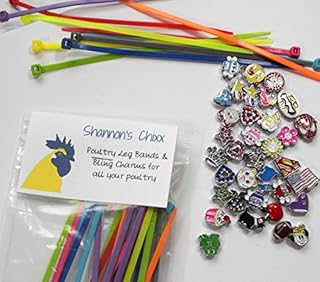 Shannon's Chixx Colorful Poultry Leg Bands for Home Chicken Coops, Identification Bands for Chickens, Ducks, Geese, and Turkeys, Set of 20 Unique Charms