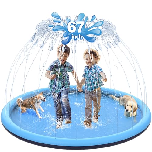 CACSPS Tapis Anti-éclaboussures antidérapant de 170 cm pour Enfants et Chiens, arroseur épais, Jouets Aquatiques d'été en Plein air, pataugeoire Extra Large pour Enfants
