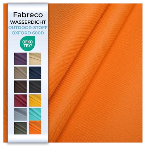 Fabreco – Wasserdichter Oxford 600D Polyester Stoff Meterware 100x150cm | Robuster Outdoor Stoff für Garten, Camping & Abdeckungen | Segeltuch & Markisenstoff | Markisenstoffe Meterware, Orange