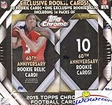 2015 Topps Chrome NFL Football EXCLUSIVE Factory Sealed MEGA Box with 14 Pack & ROOKIE RELIC! Look...