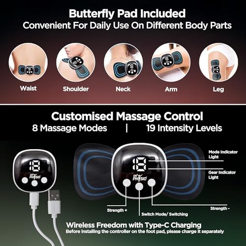 Image of Dr Physio USA 1035 EMS Rechargeable Foot Massager Mat Machine with 8 Massage Modes, 19 Intensity Levels, Reflexology Pad For Pressure Point Full Body Pain Relief, Portable Foldable Foot Massager for Tired & Achy Feet Relief