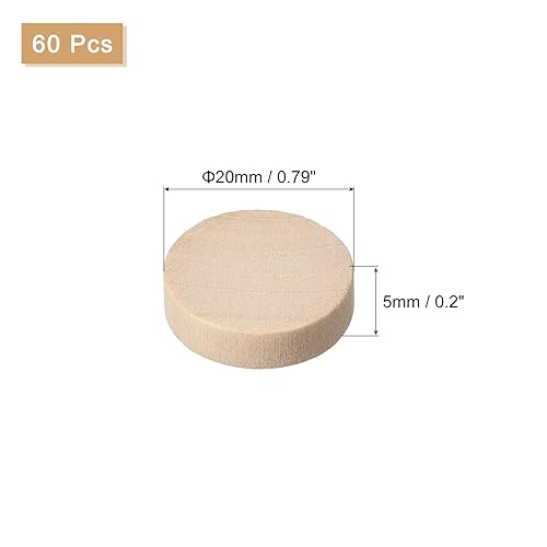 Miniatura 2 de uxcell 60 tapones de madera de cabeza plana, tapón de tornillo de botón de madera de 1316 pulgadas, tapones de madera, tapas de agujero de tornillo