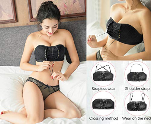 Minetom Damen Sexy Blumen Spitzen BH Ohne Bügel Comfort Bra Frauen Frontverschluss Jeden Tag Top Push Up Lingerie – Bild 4