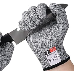 Guantes Para Trabajar Con Madera flintronic Guantes Anticorte (1 par), Nivel 5 Guantes Resistentes al Corte, EN 388 Calidad Alimentaria Guantes de Trabajo, Guantes de Protección y Anticorte para Cuchillos, Tallar Madera -S