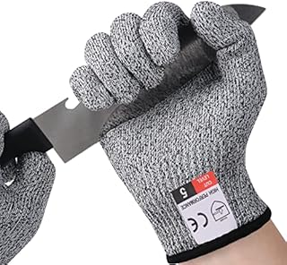 flintronic Cut Resistant Gloves, Level 5 Protection, Food Grade Work Cut Proof Gloves, No Cut Glove, Cutting Gloves, Wood Whittling Gloves, Knife Protection Glove EN 388 Certified